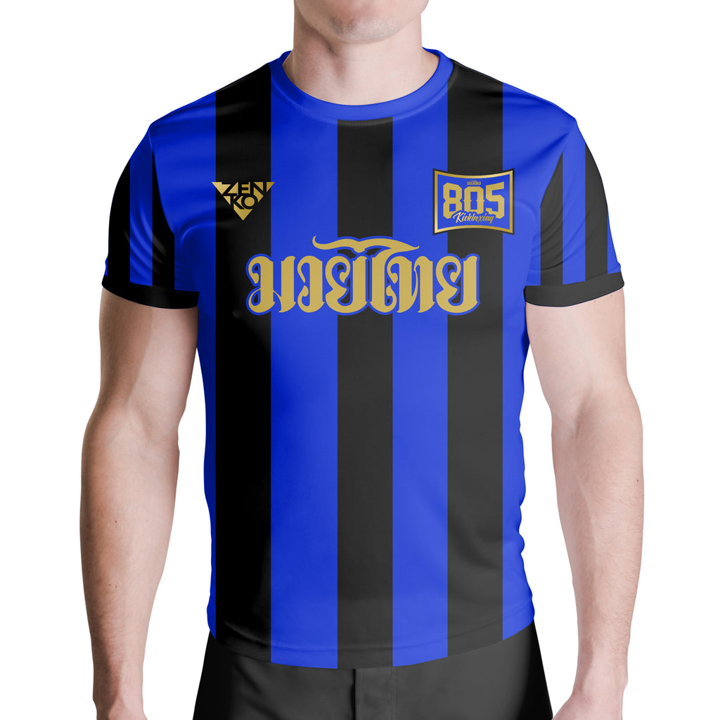 805 Kickboxing Striped Jersey Tee (Blue)