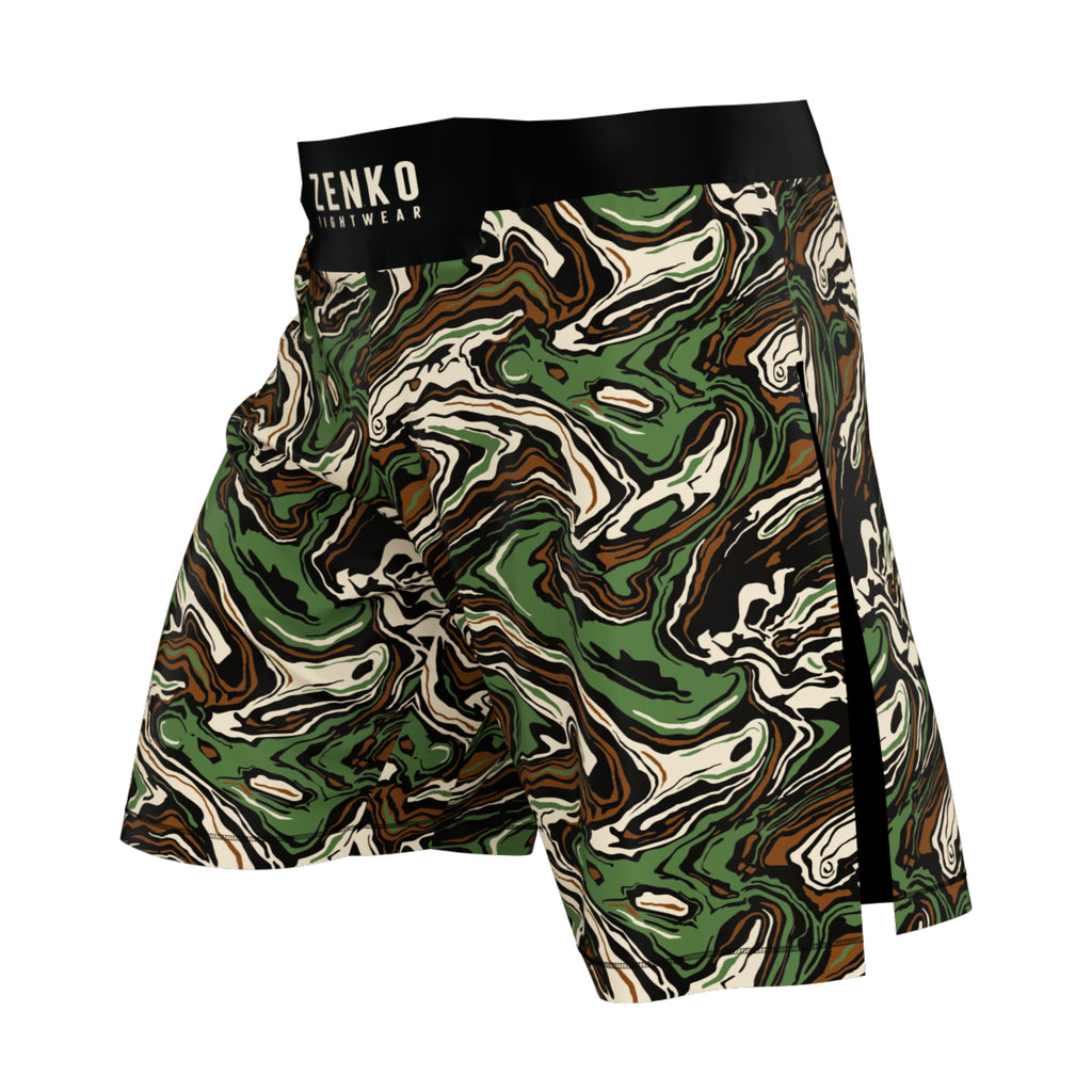 Marble Camo High Split Shorts | High Cut MMA Gladiator Fight Shorts