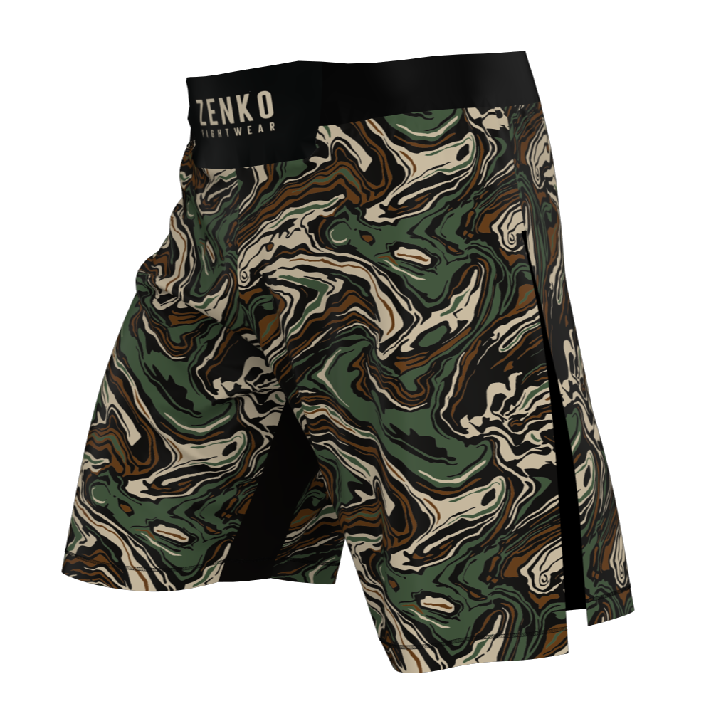 Marble Camo High Split Shorts | High Cut MMA Gladiator Fight Shorts