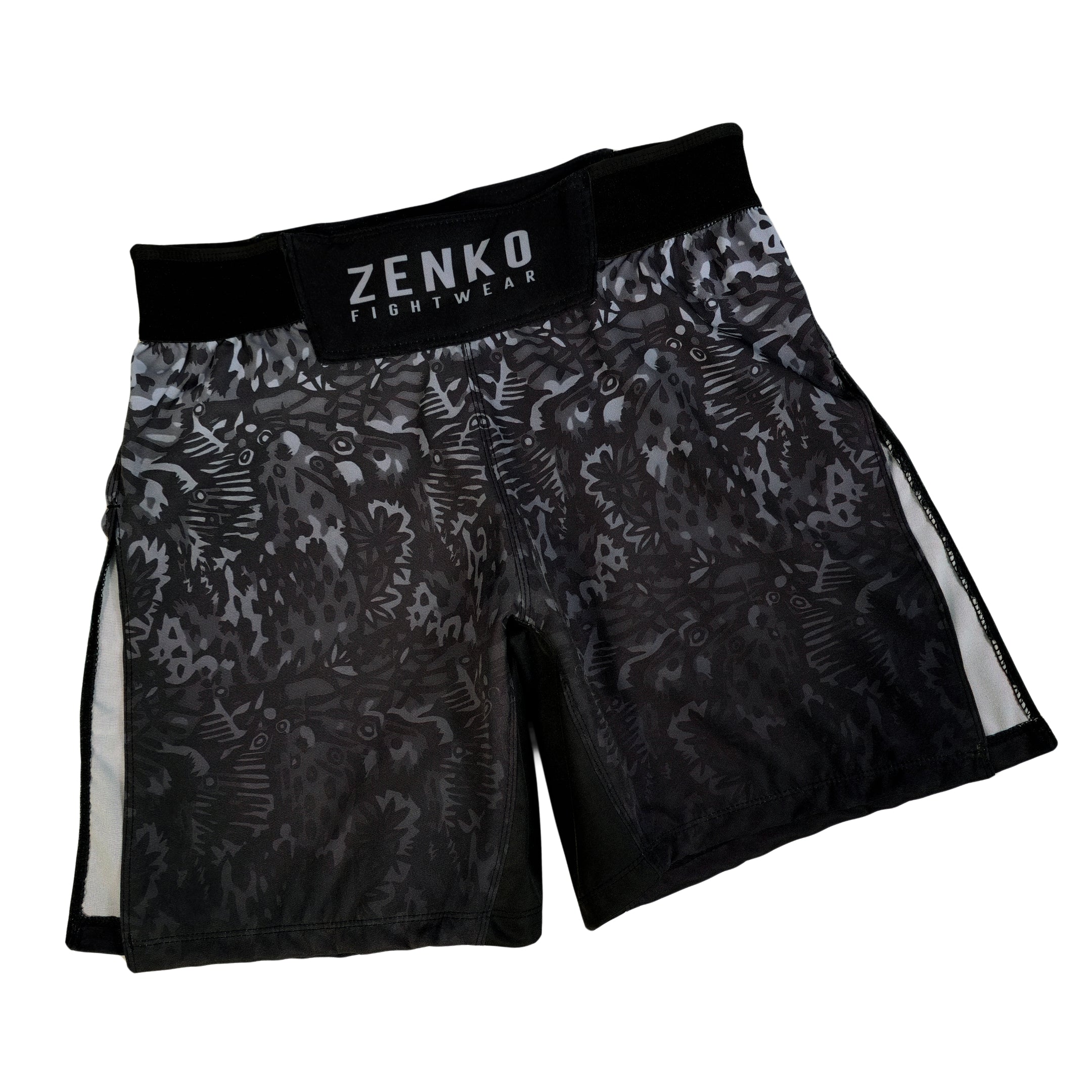 Zenko Fightwear | Urban Palm Camo High Split Shorts | High Cut Gladiator MMA Shorts