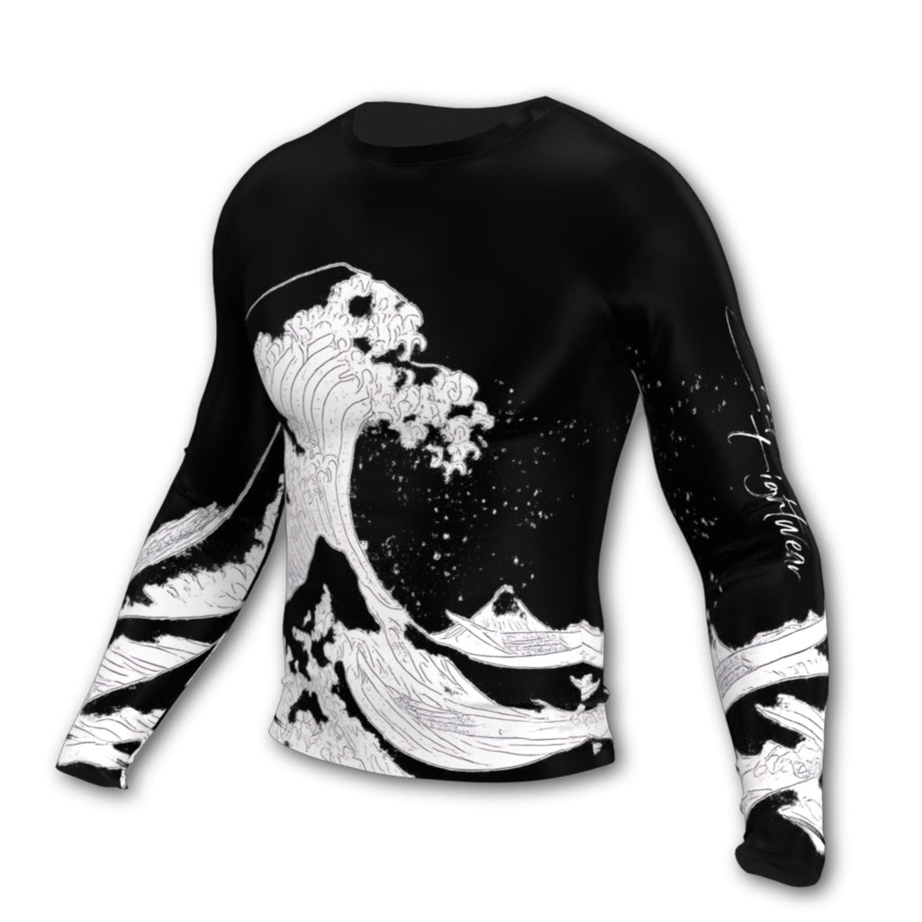 White Wave Rashguard | MMA & BJJ Rash Guard | Zenko Fightwear