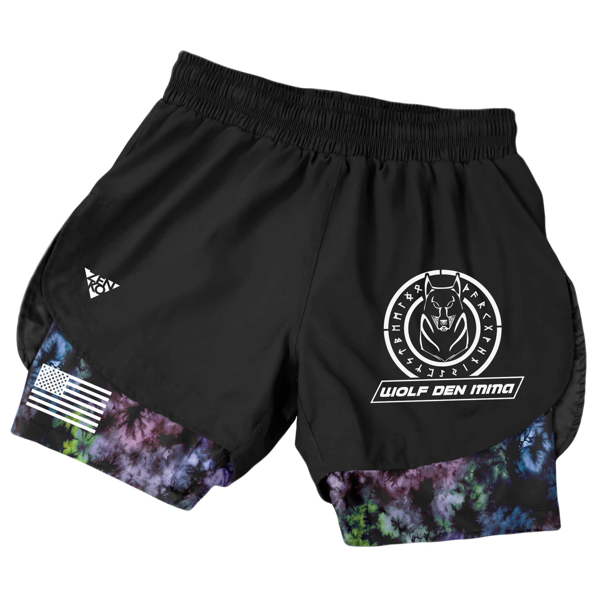 WolfDenMMATieDyeDuoShortsFront