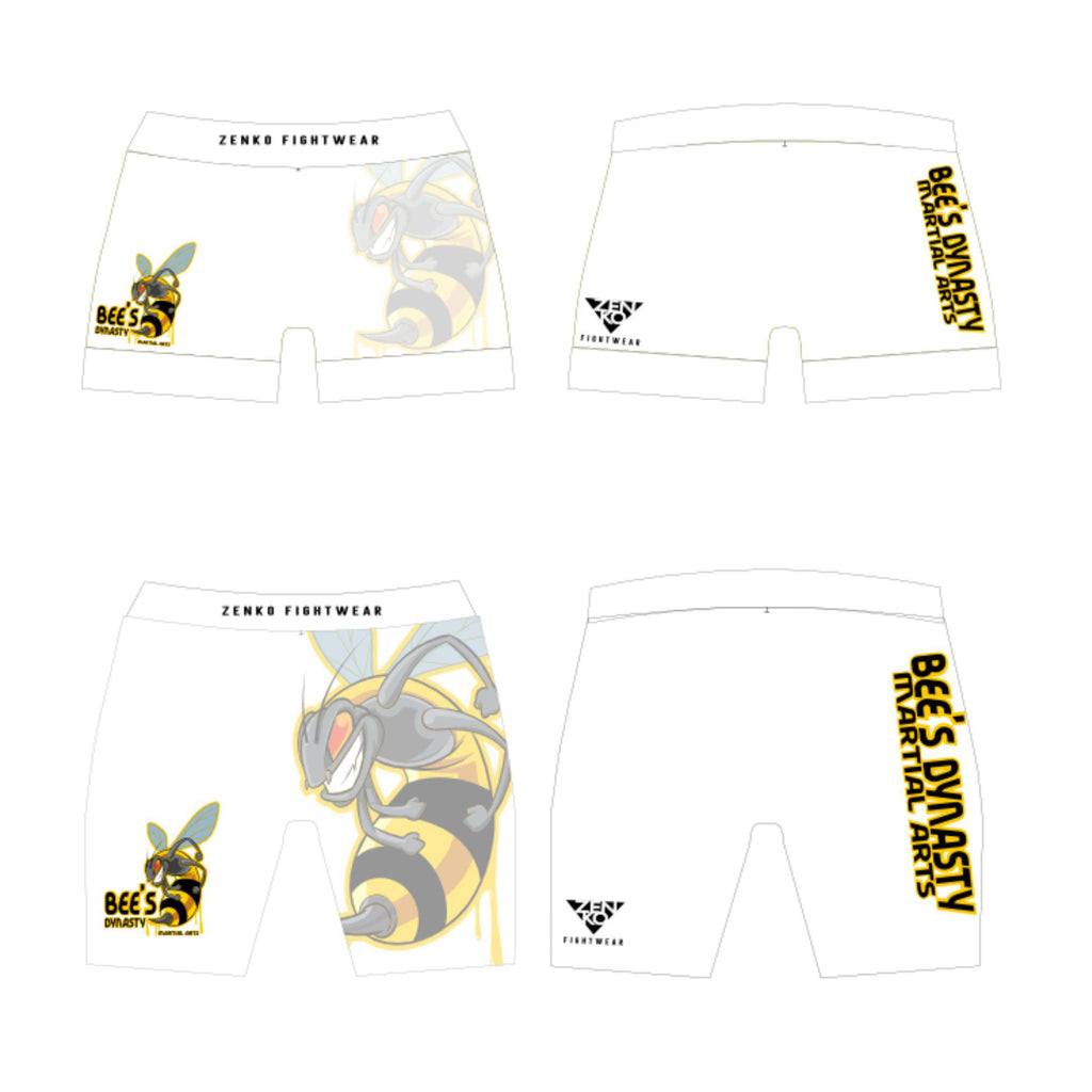 Bee's Dynasty Vale Tudo Shorts (White) Zenko Fightwear