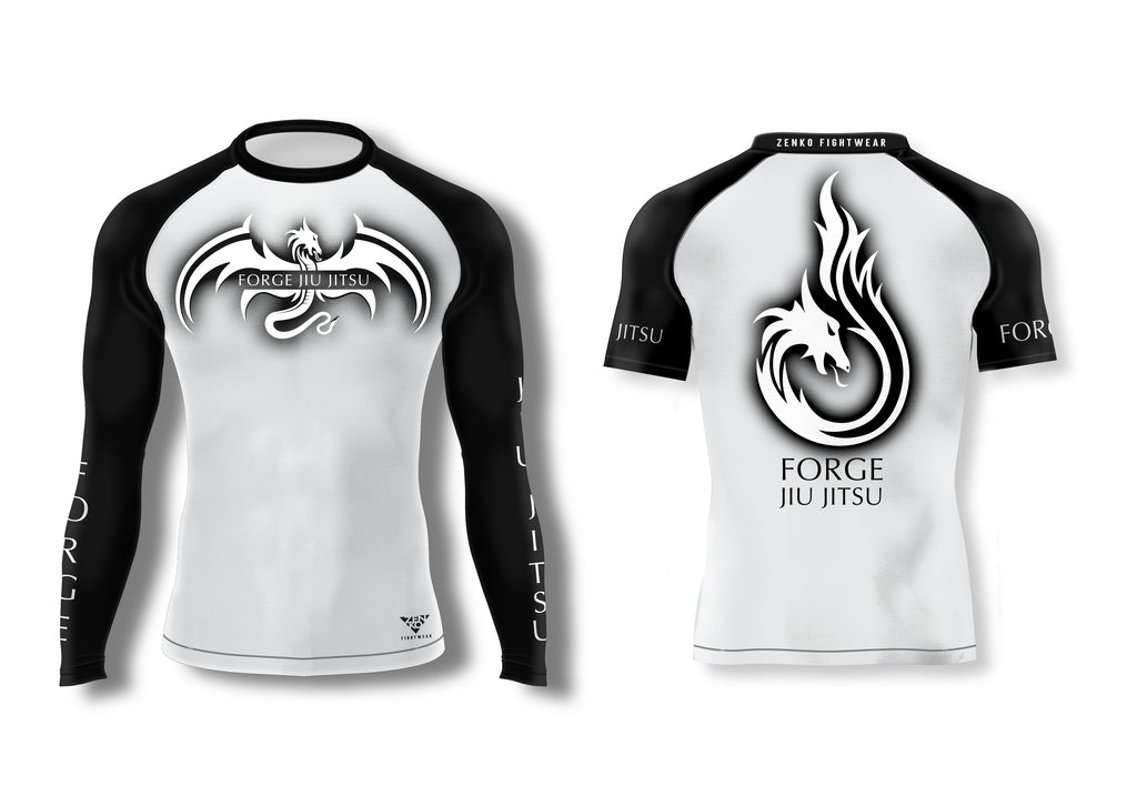 Forge Jiu Jitsu Ranked Rashguard (White) Zenko Fightwear