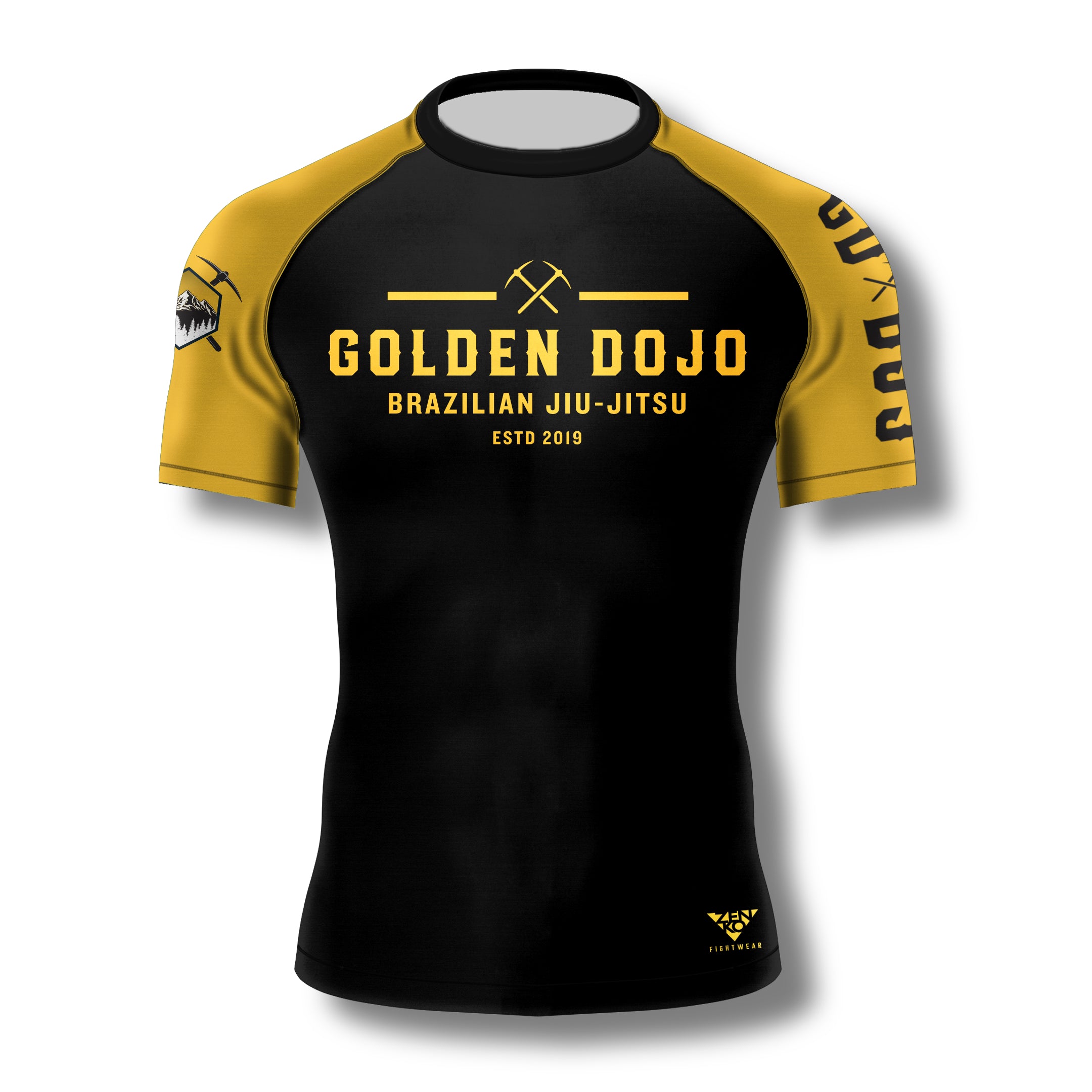 Golden Dojo BJJ Short Sleeve Rashguard (Black) Zenko Fightwear