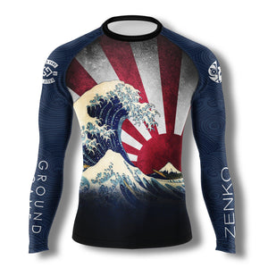 Ground Game Jiu Jitsu "Great Wave" Rashguard - Zenko Fightwear