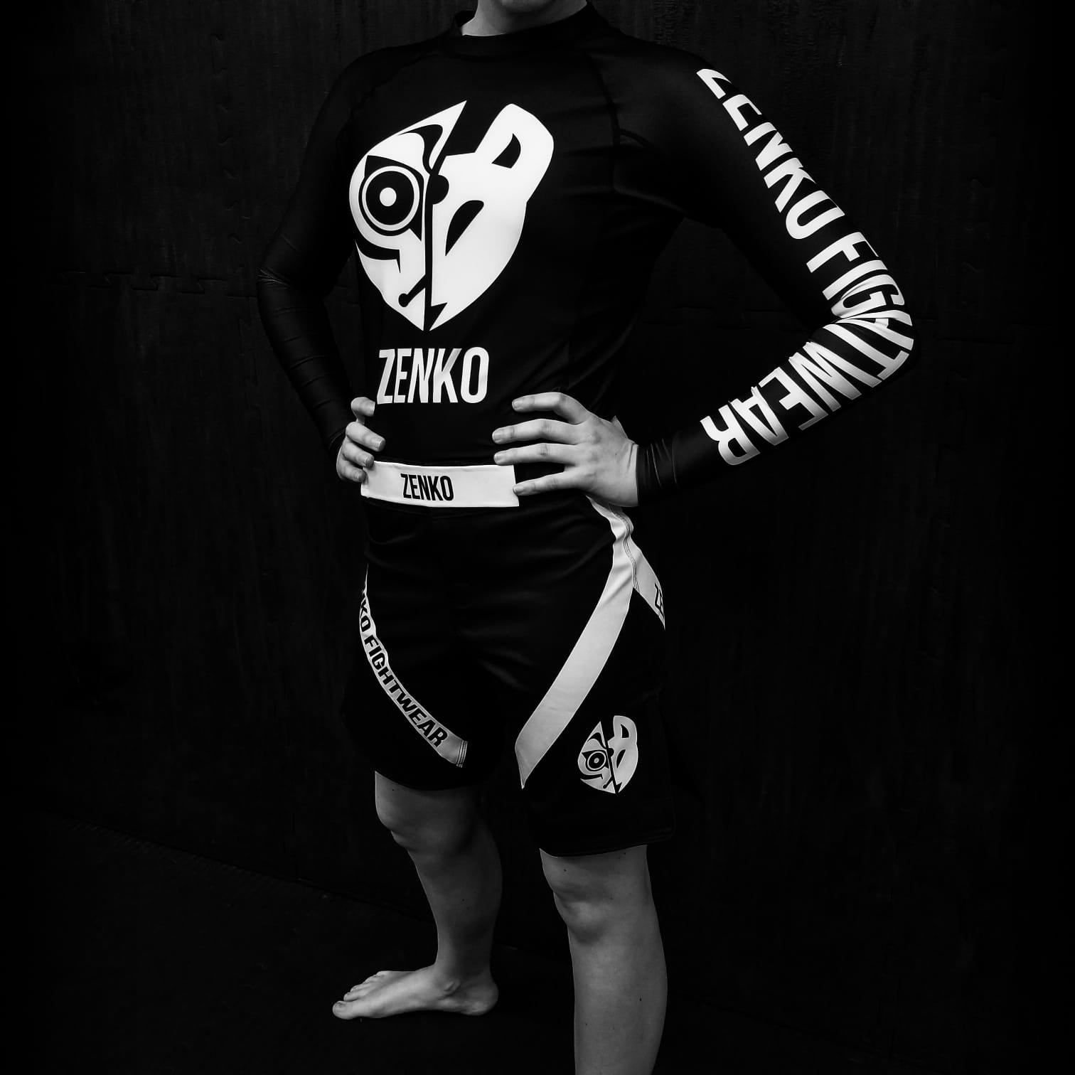 Zenko Fightwear Black Logo Fight Shorts