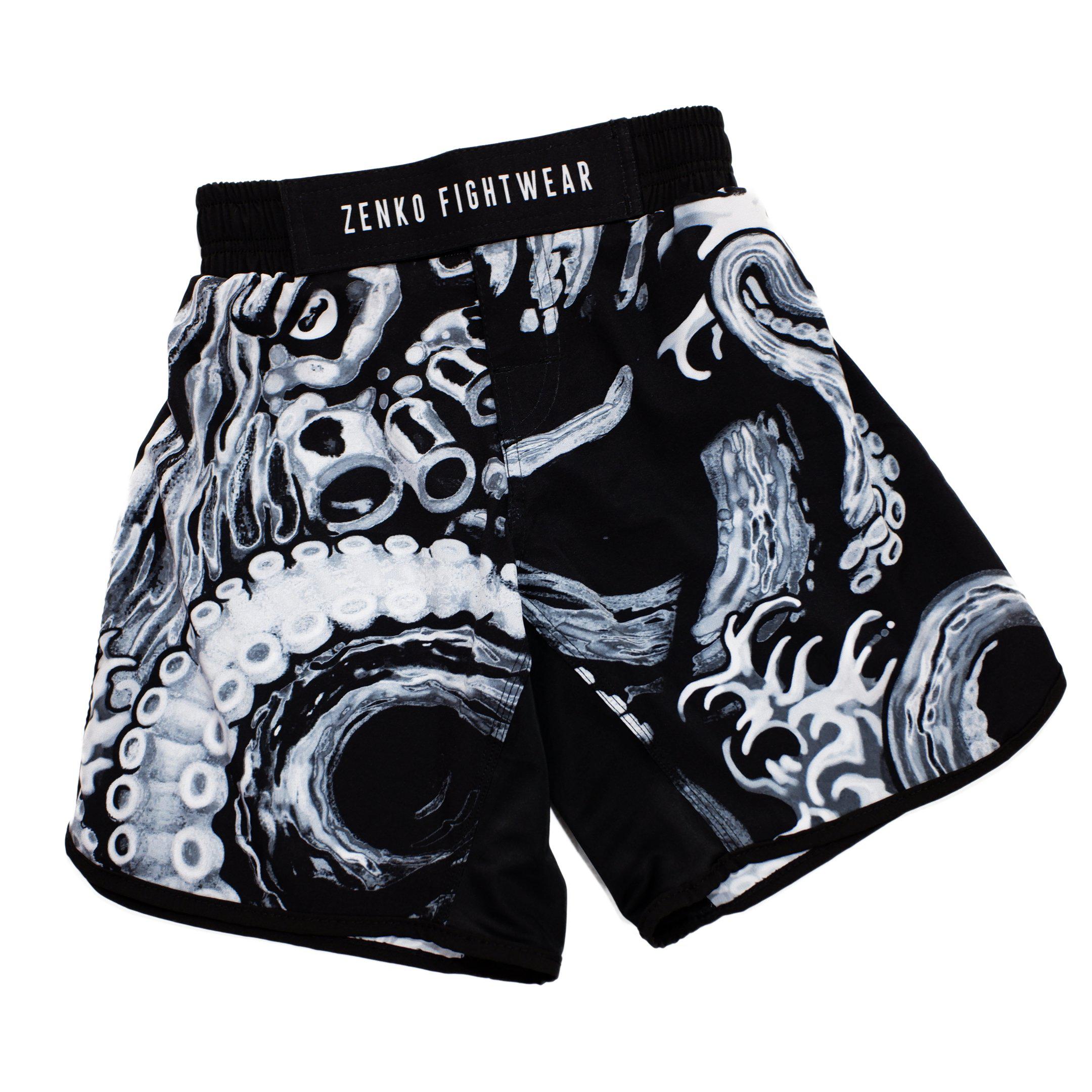 Monochrome Octopus Grappling Shorts - Zenko Fightwear