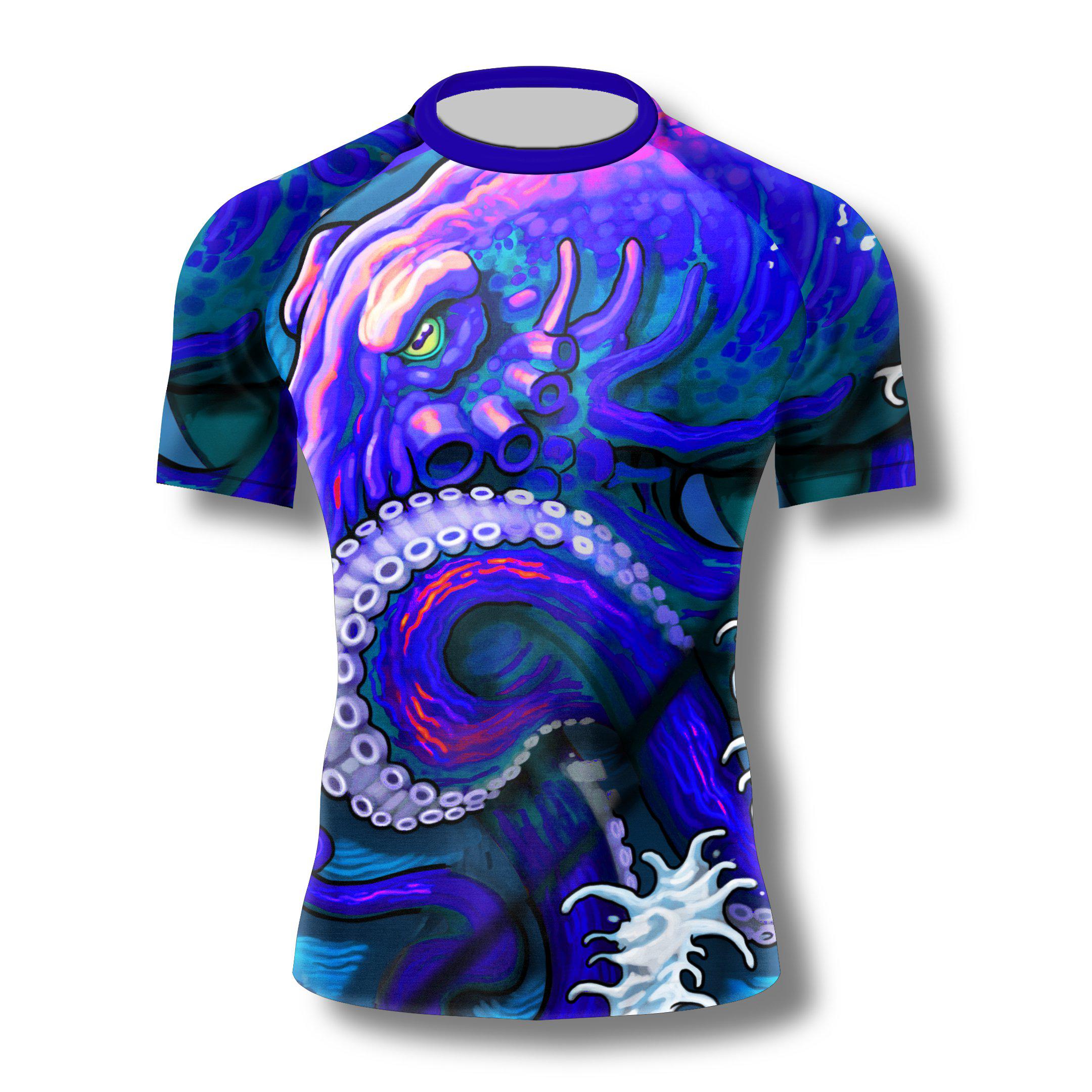 Neon Octopus Short Sleeve Rashguard - Zenko Fightwear