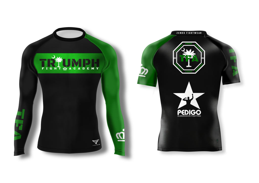 Triumph Fight Academy Ranked Rashguard (Green) Zenko Fightwear