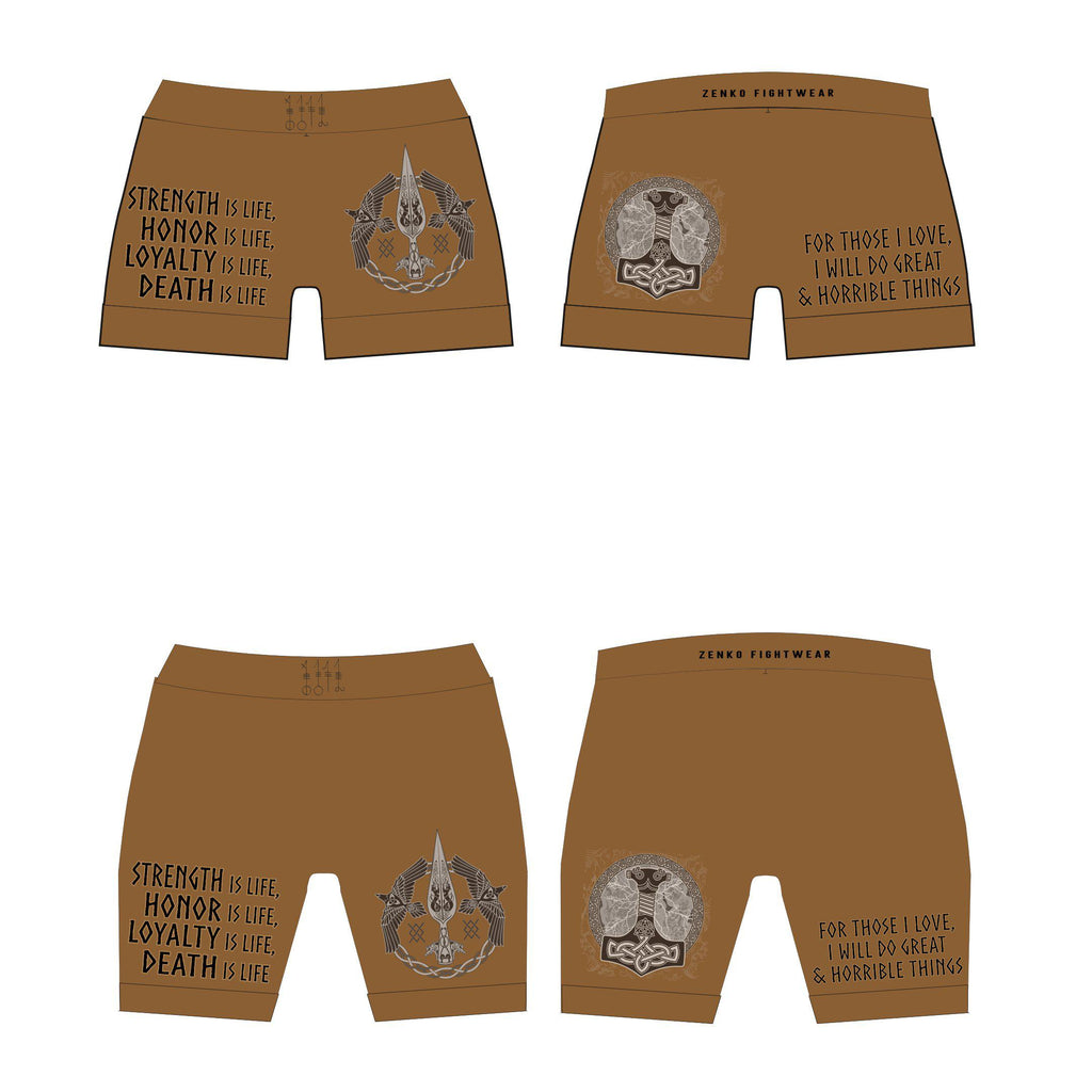 Valhalla Vale Tudo Shorts (Brown) Zenko Fightwear
