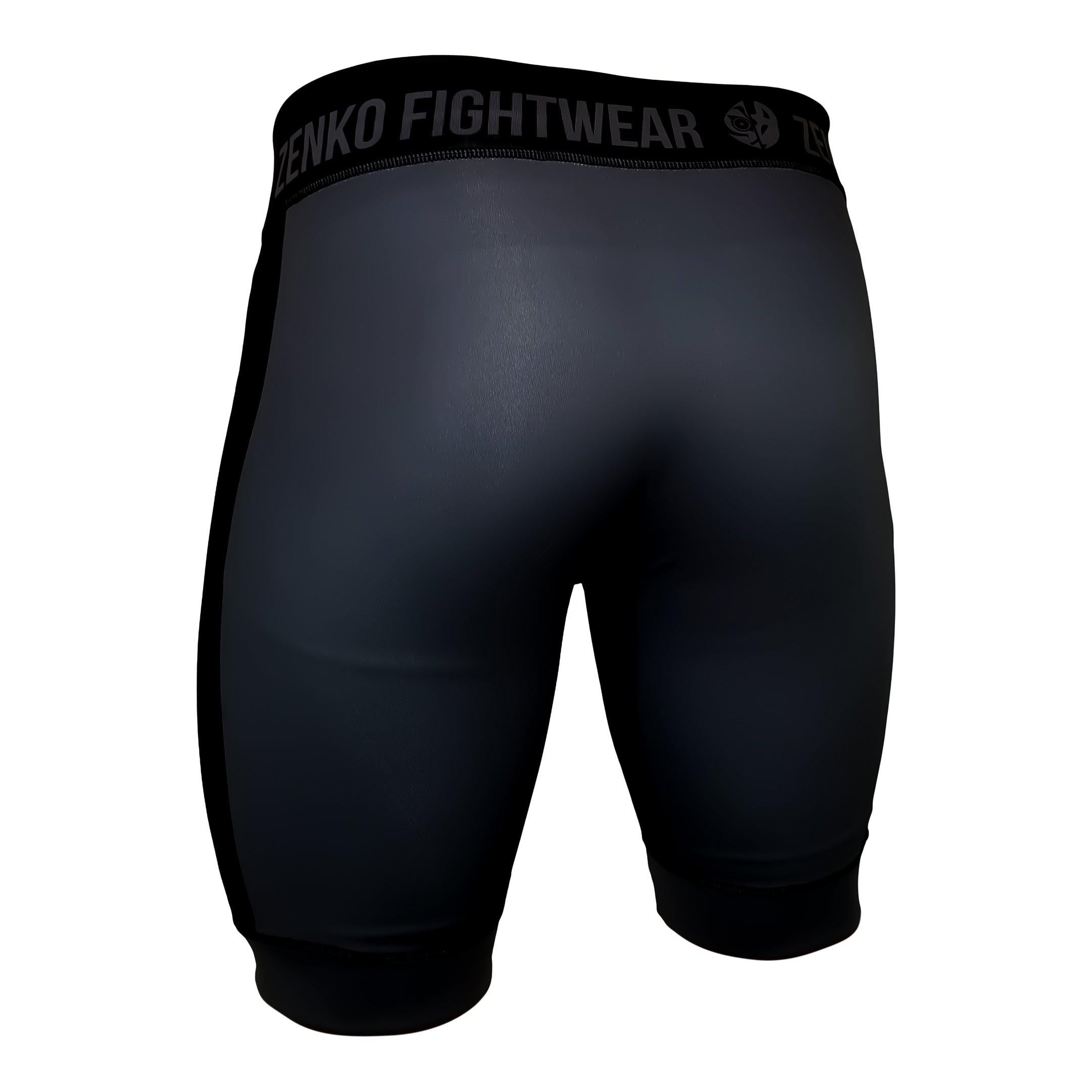 Zenko Fightwear Jet Gray Vale Tudo Compression Shorts Back