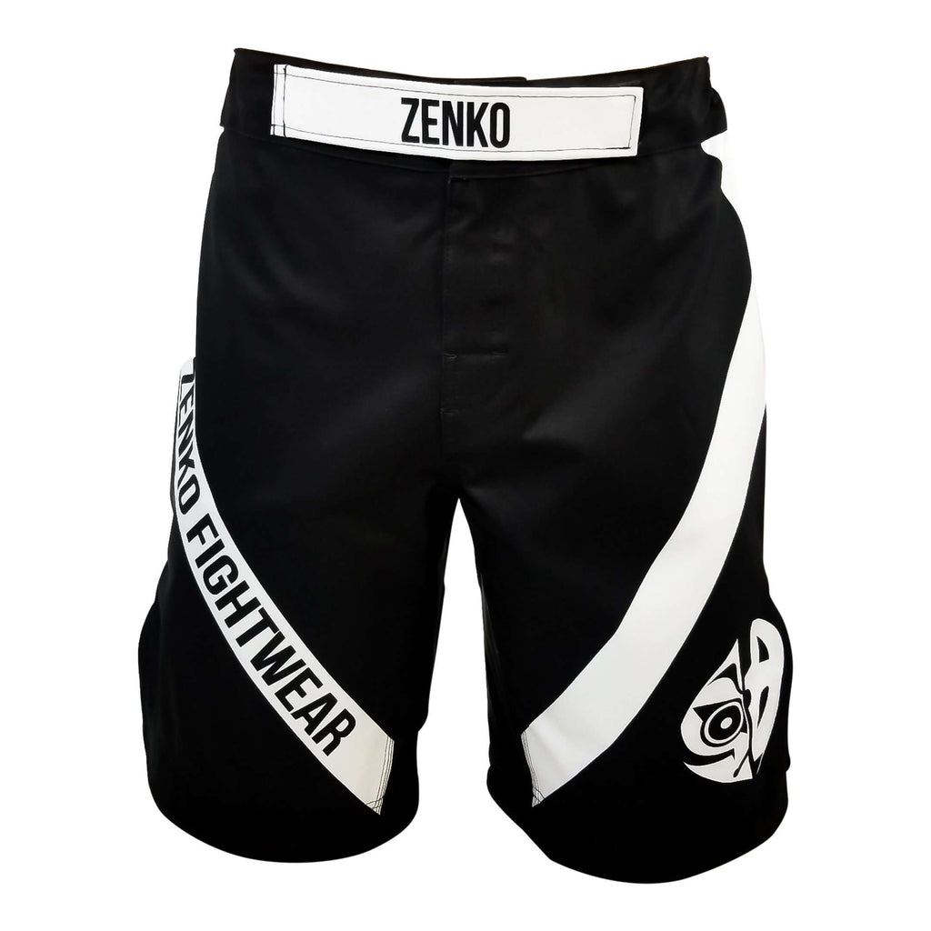 Zenko Fightwear Black Logo Fight Shorts Front