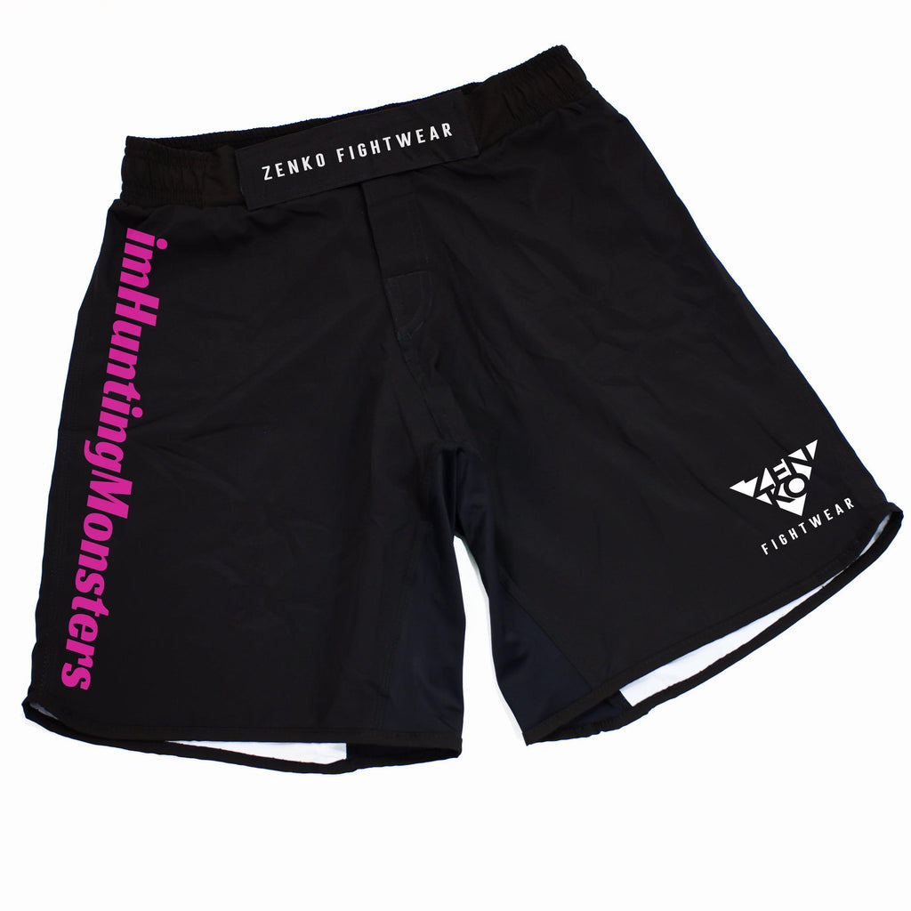 imHuntingMonsters Ranked Grappling Shorts (Pink) Zenko Fightwear