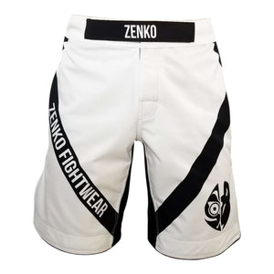 Zenko Fightwear White Logo Fight Shorts Front