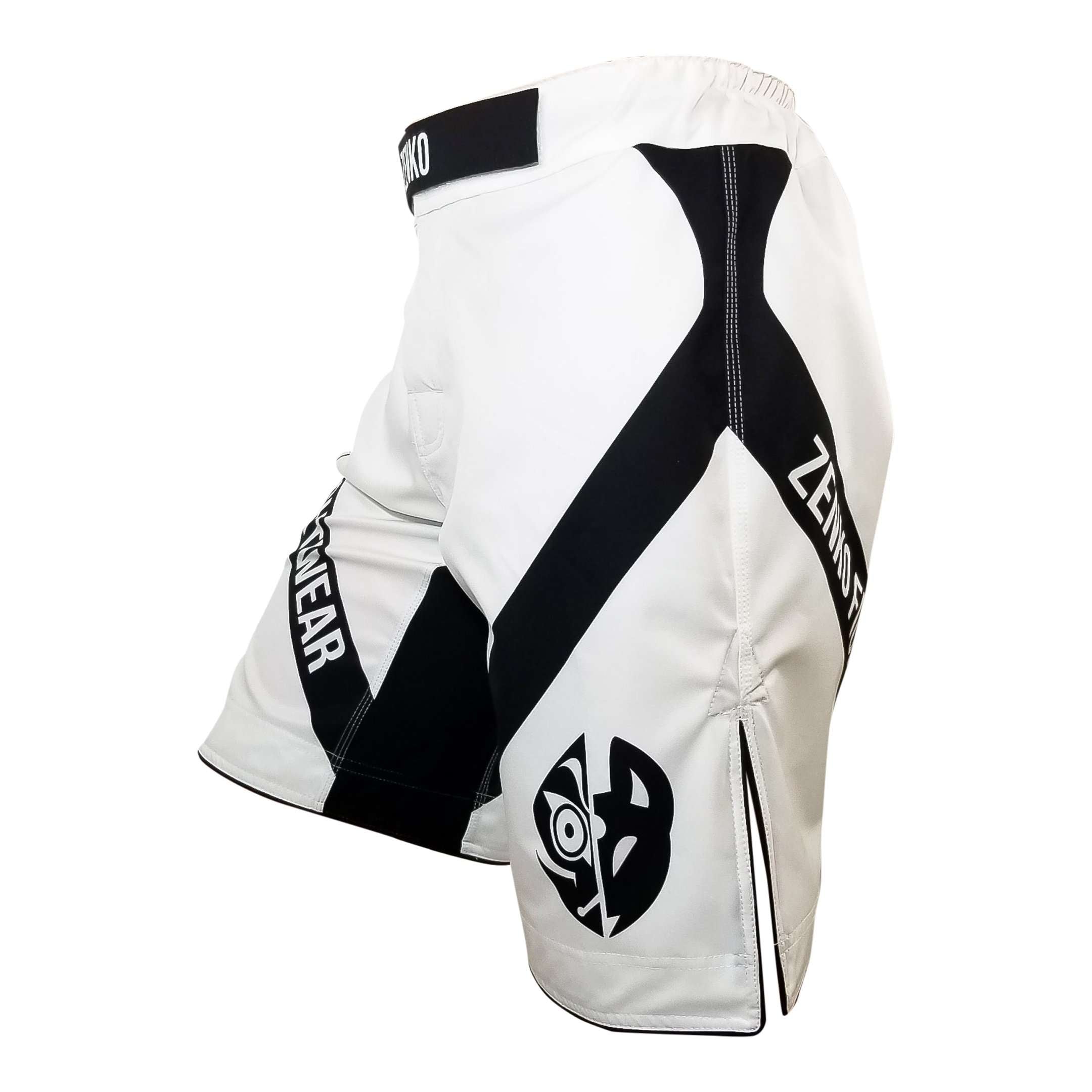 Zenko Fightwear White Logo Fight Shorts Side